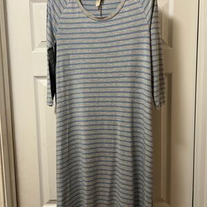 Matilda Jane Striped Long Sleeve Dress in Blue and Gray